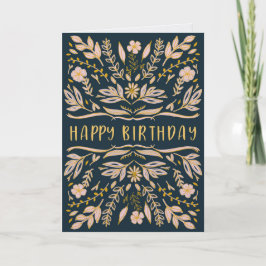 Cartão de Aniversário Floral Boho para Ela