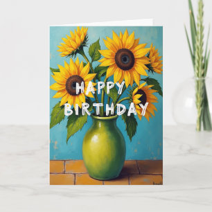 Cartão de Aniversário Floral Brilhante
