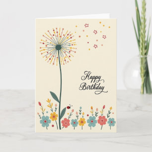 Cartão de Aniversário Floral Burst
