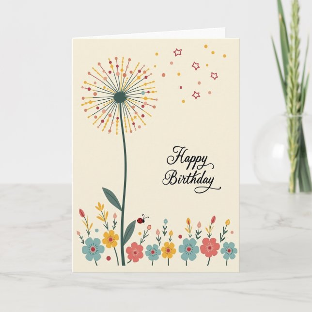 Cartão de Aniversário Floral Burst (Frente)