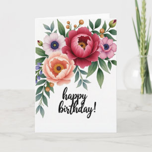 Cartão de Aniversário Floral Cascade Feliz Anivers