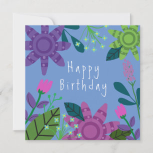 Cartão de Aniversário Floral Colorida Whimsical