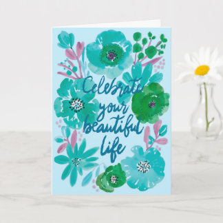 Cartão de Aniversário Floral com Aquarela Personal