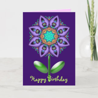 Cartão de aniversário floral com flor da fantasia