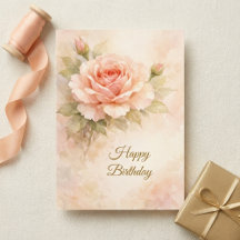 Cartão de aniversário floral cristão Rosa Bege