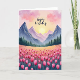 Cartão de Aniversário Floral da Montanha