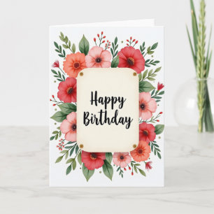 Cartão de Aniversário Floral de Celebração