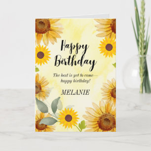 Cartão de Aniversário Floral de Girassol