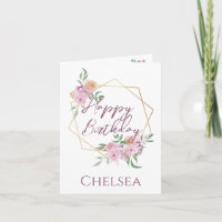 Cartão De Aniversário Floral Delicado Feminina Par
