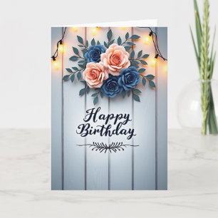Cartão de Aniversário Floral em Papel Quente