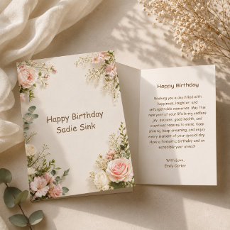 Cartão de Aniversário Floral Estilizado Moderno