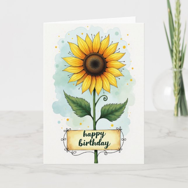 Cartão de Aniversário Floral Explosão Alegre (Frente)
