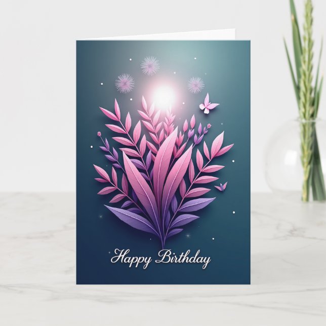 Cartão de Aniversário Floral Glow (Frente)