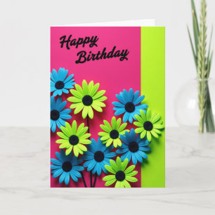 Cartão de Aniversário Floral Gráfico