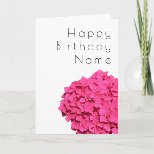 Cartão de Aniversário Floral Hortênsia Rosa Arte D
