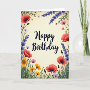 Cartão de Aniversário Floral Iluminado pelo Sol