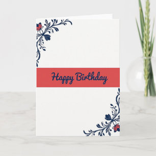 Cartão de Aniversário Floral Índigo