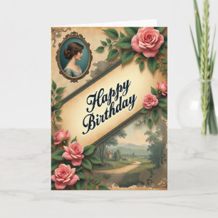 Cartão de Aniversário Floral Lady