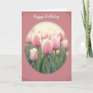 Cartão de Aniversário Floral Listrado
