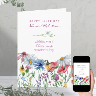 Cartão de Aniversário Floral Maravilhoso de Flores