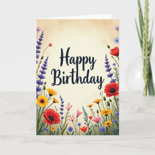 Cartão de Aniversário Floral Meadow