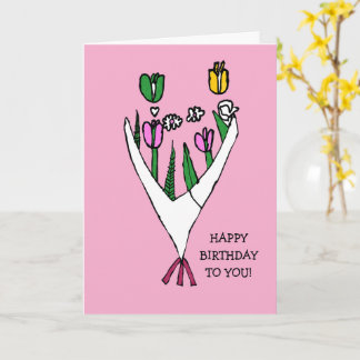 Cartão de Aniversário Floral "Parabéns a Você"