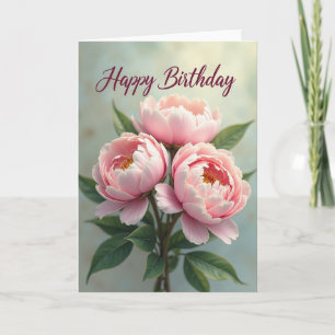 Cartão de Aniversário Floral Rosa