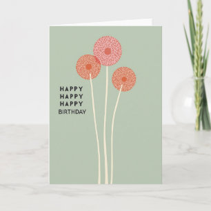 Cartão de Aniversário Floral Rosa Coral