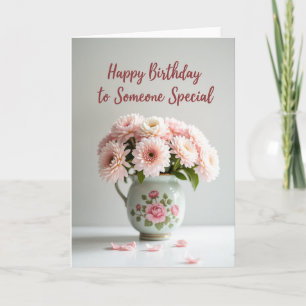Cartão de Aniversário Floral Rosa Doce
