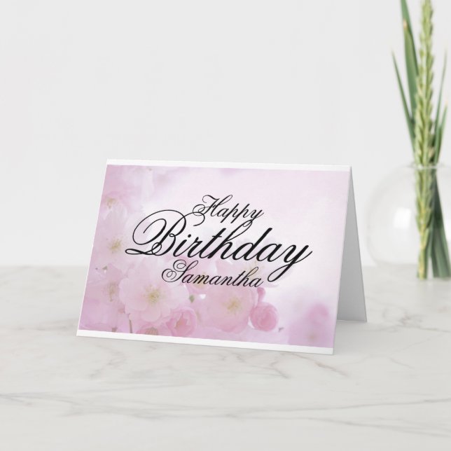 Cartão de Aniversário Floral Rosa Personalizado (Frente)