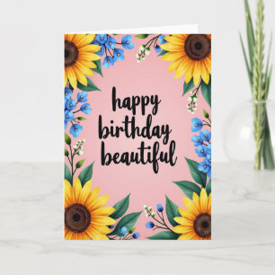 Cartão de Aniversário Floral Rosado