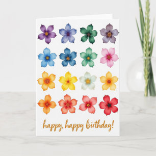 Cartão de Aniversário Floral Spectrum