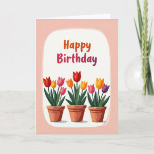 Cartão de Aniversário Floral Trio