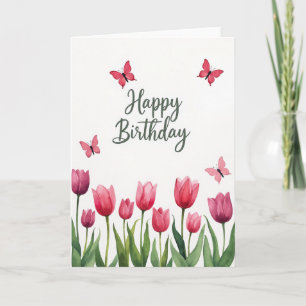 Cartão de Aniversário Floral Tulipa