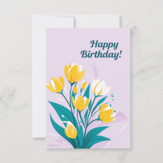 Cartão de Aniversário Floral Vibrante com Aniversá