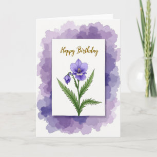 Cartão de Aniversário Floral Violeta