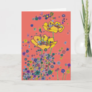 Cartão de Aniversário - Flores Amarelas Grandes