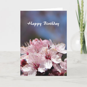 Cartão de aniversário flores de cerejeira rosa
