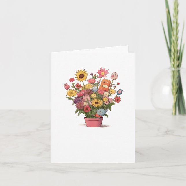 Cartão de Aniversário, flores. Feliz Aniversário (Frente)