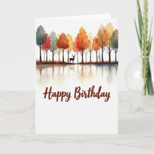Cartão de Aniversário Floresta Aquarela Alegre