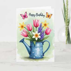 Cartão de Aniversário Florido da Primavera Alegre