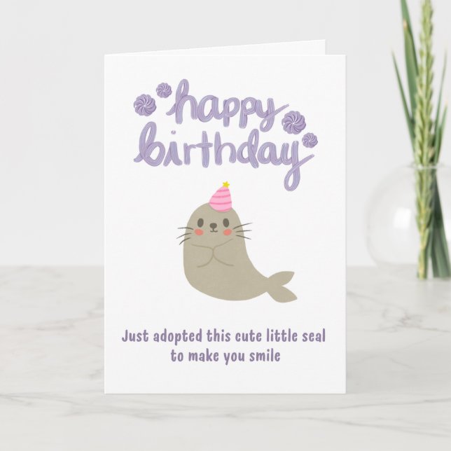 Cartão de Aniversário Foca Fofa (Frente)