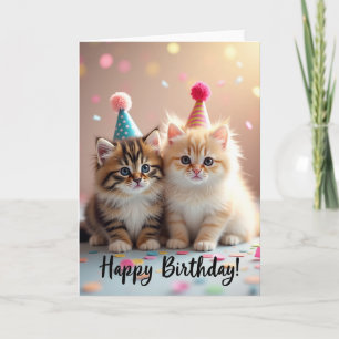 Cartão de Aniversário Fofo com Gatos