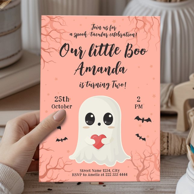Cartão de aniversário fofo de fantasma de Hallowee (Criador carregado)