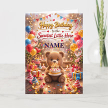 Cartão de aniversário fofo de ursinho de pelúcia p