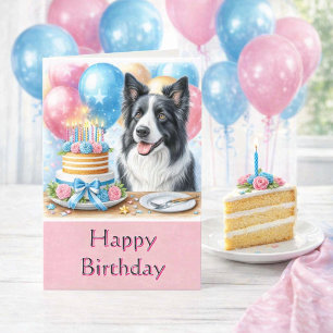 Cartão de aniversário fofo do Border Collie