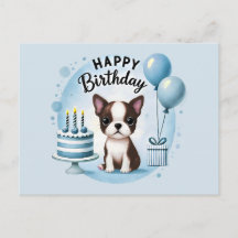 Cartão de aniversário fofo do Boston Terrier