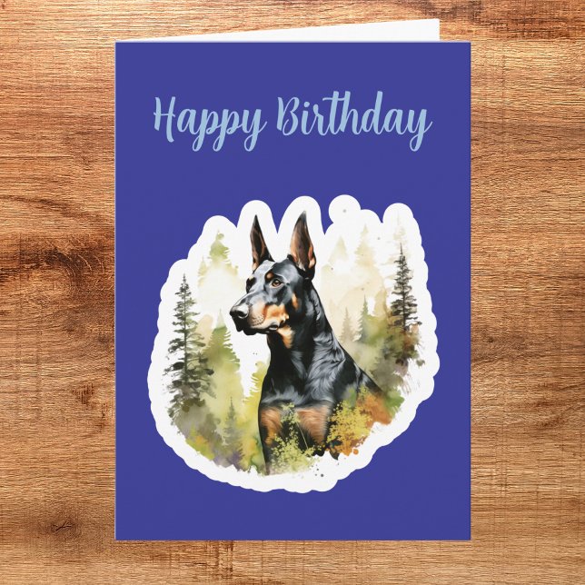 Cartão de aniversário fofo do Doberman (Criador carregado)