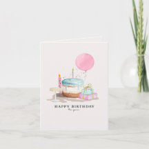 cartão de aniversário fofo e minimalista.