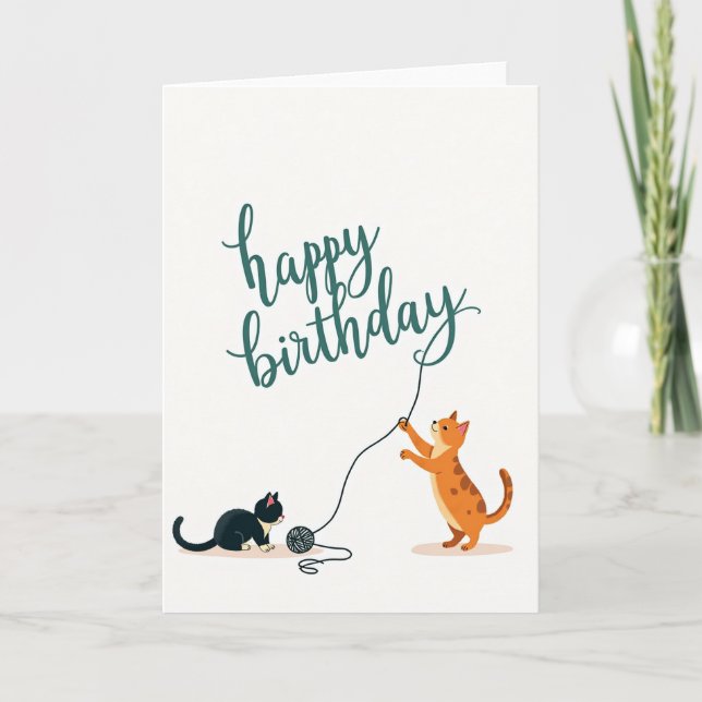 Cartão de Aniversário Fofo Kitty (Frente)